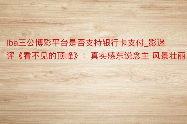 iba三公博彩平台是否支持银行卡支付_影迷评《看不见的顶峰》：真实感东说念主 风景壮丽
